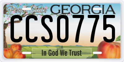 GA license plate CCS0775