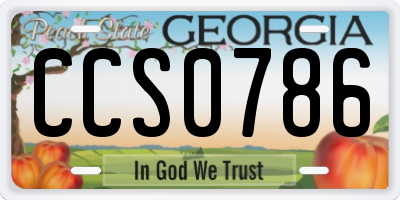 GA license plate CCS0786