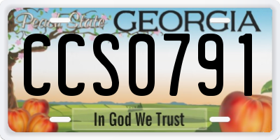 GA license plate CCS0791
