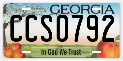 GA license plate CCS0792