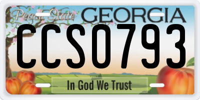 GA license plate CCS0793