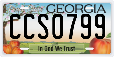 GA license plate CCS0799