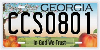 GA license plate CCS0801
