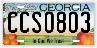 GA license plate CCS0803