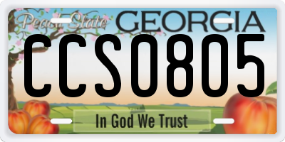 GA license plate CCS0805