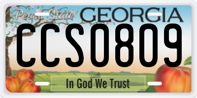 GA license plate CCS0809