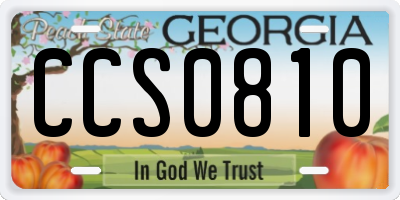 GA license plate CCS0810