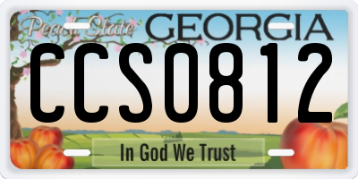 GA license plate CCS0812