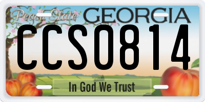 GA license plate CCS0814