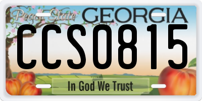 GA license plate CCS0815