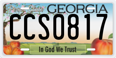 GA license plate CCS0817
