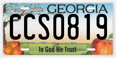 GA license plate CCS0819