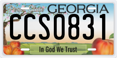 GA license plate CCS0831
