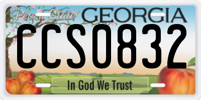 GA license plate CCS0832