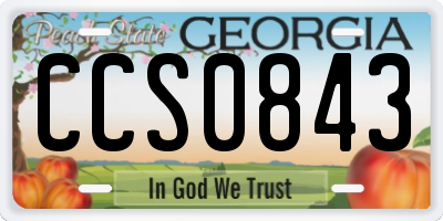 GA license plate CCS0843
