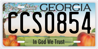 GA license plate CCS0854