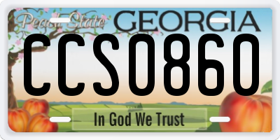GA license plate CCS0860