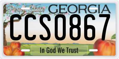 GA license plate CCS0867