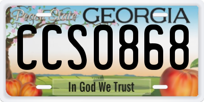 GA license plate CCS0868