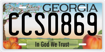 GA license plate CCS0869