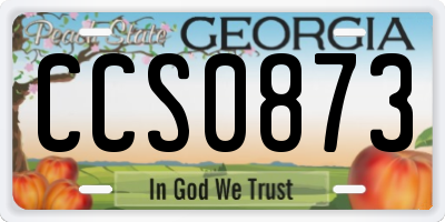 GA license plate CCS0873