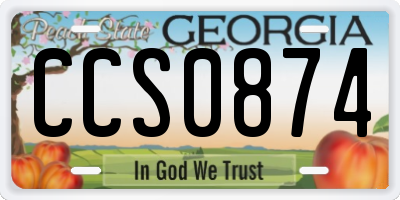 GA license plate CCS0874