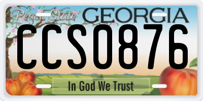 GA license plate CCS0876