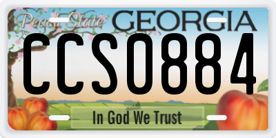 GA license plate CCS0884