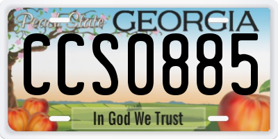 GA license plate CCS0885