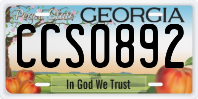 GA license plate CCS0892