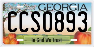 GA license plate CCS0893