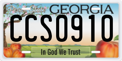 GA license plate CCS0910