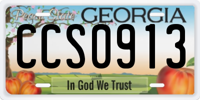 GA license plate CCS0913