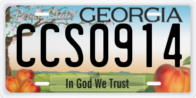 GA license plate CCS0914