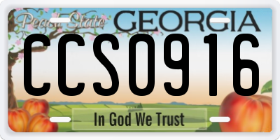 GA license plate CCS0916