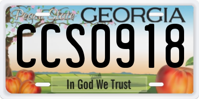 GA license plate CCS0918