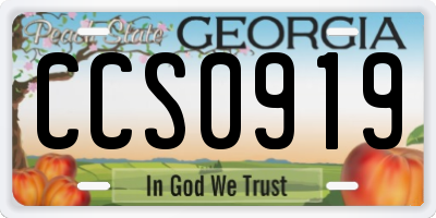 GA license plate CCS0919