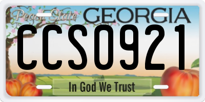 GA license plate CCS0921