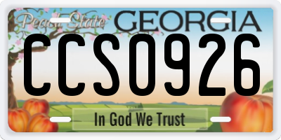 GA license plate CCS0926