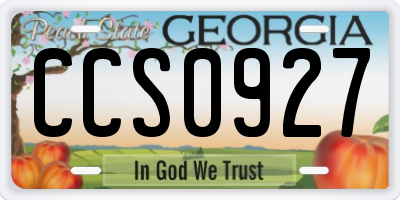 GA license plate CCS0927