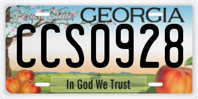 GA license plate CCS0928