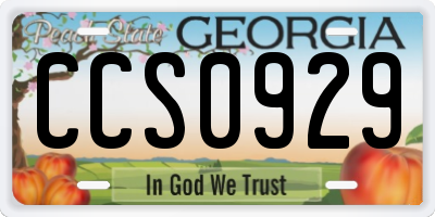 GA license plate CCS0929