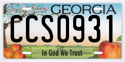 GA license plate CCS0931