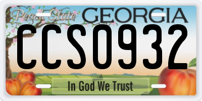 GA license plate CCS0932