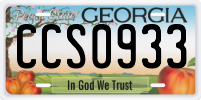 GA license plate CCS0933