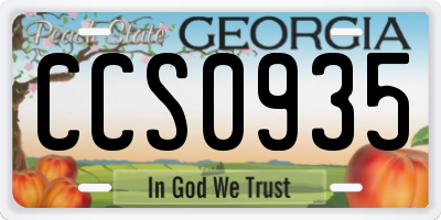 GA license plate CCS0935