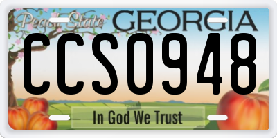 GA license plate CCS0948