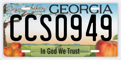 GA license plate CCS0949
