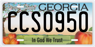 GA license plate CCS0950