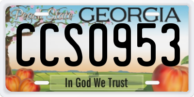GA license plate CCS0953